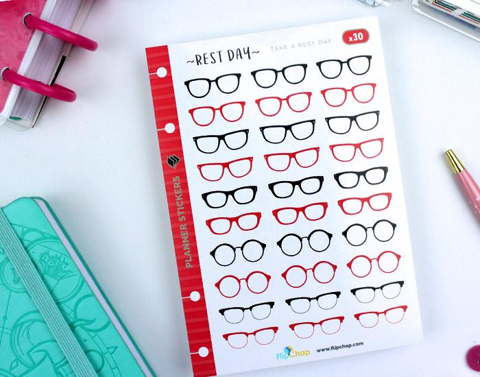 Black and Red Glasses Stickers - Image 2