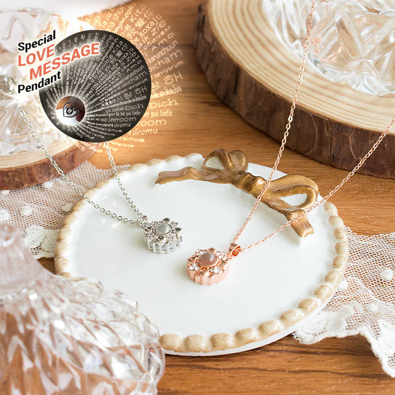 I Love You In 100 Languages Projection Necklace (Rose Gold) - Image 7