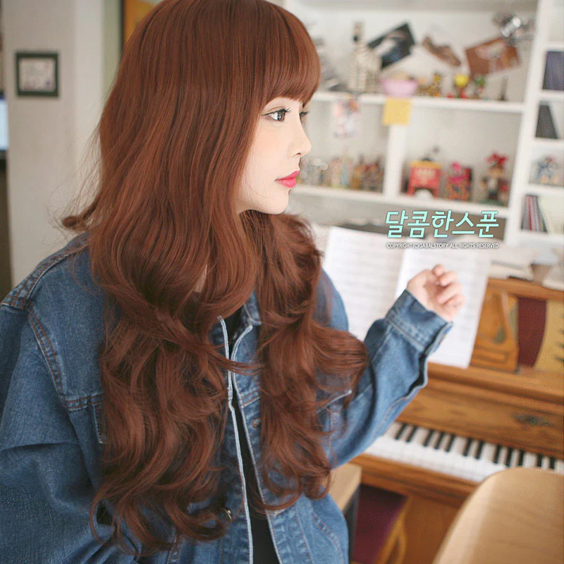 Premium Wig Sweet Spoon Soft Curly Hair (Red Brown) - Image 2