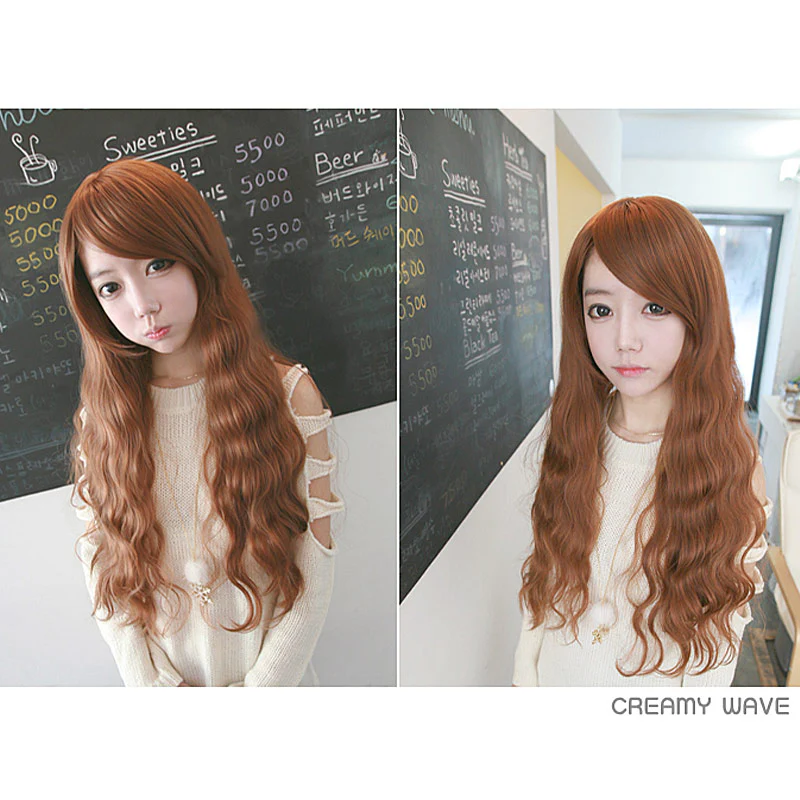 Premium Wig Creamy Wave Soft Wavy Hair (Orange Brown) - Image 4