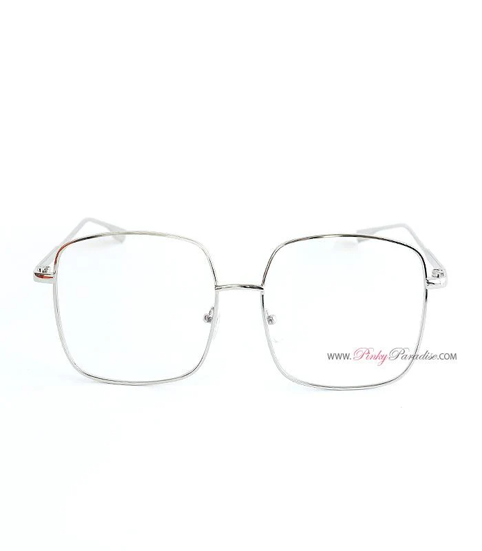 Square Metal Frame Clear Glasses - Image 4
