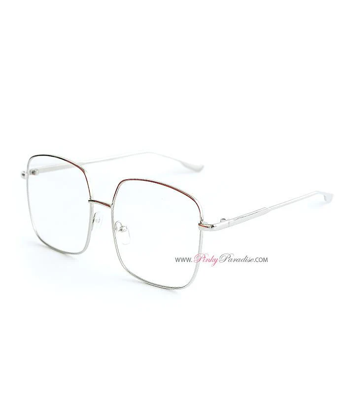 Square Metal Frame Clear Glasses - Image 7